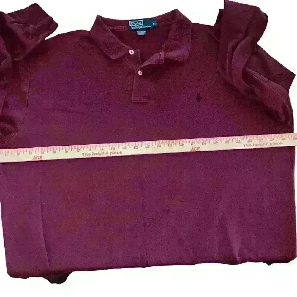 VTG Polo Ralph Lauren Sz XL Maroon Collared Pull Over Shirt Preppy Casual - Picture 9 of 10